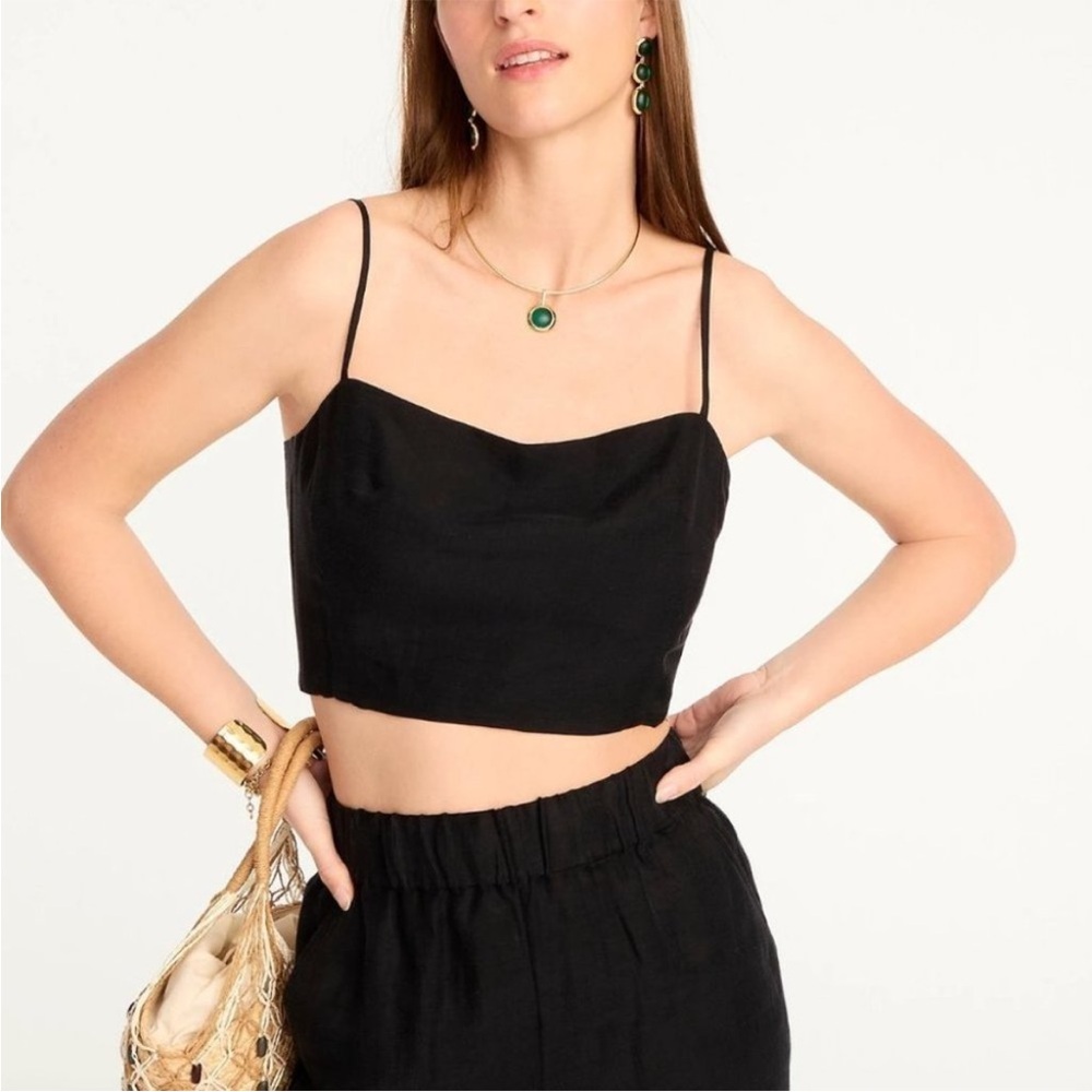 Linen-cupro blend Tie-back tank top